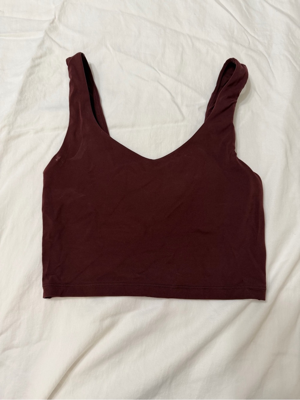 Women’s V-Neck Crop Tank Top - Deep Burgundy